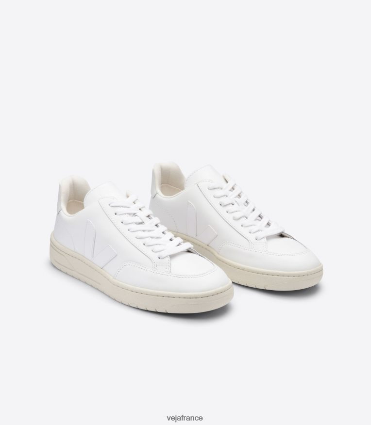chaussures Veja v-12 cuir blanc Hommes 0826JT33