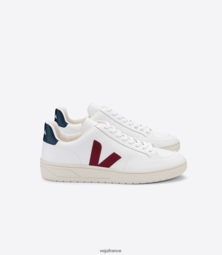 chaussures Veja v-12 cuir blanc marsala nautico Hommes 0826JT27