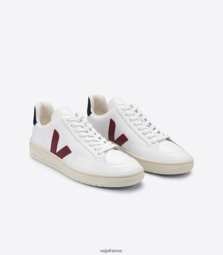 chaussures Veja v-12 cuir blanc marsala nautico Hommes 0826JT27