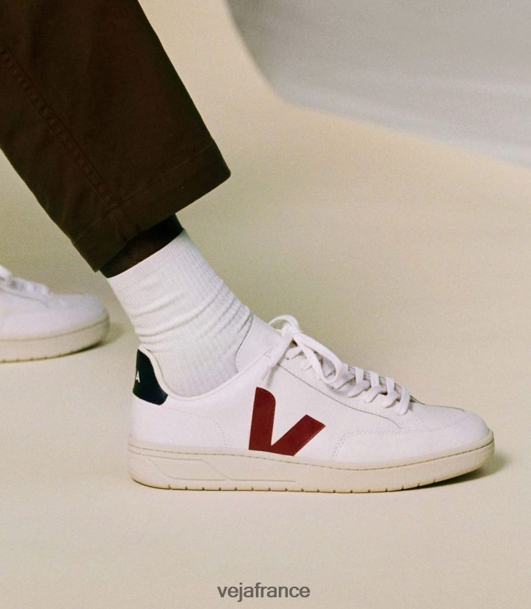 chaussures Veja v-12 cuir blanc marsala nautico Hommes 0826JT27