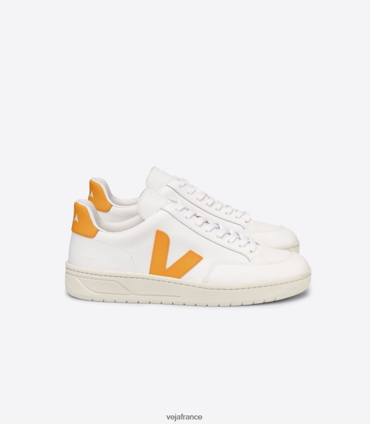chaussures Veja v-12 cuir blanc ouro Hommes 0826JT32