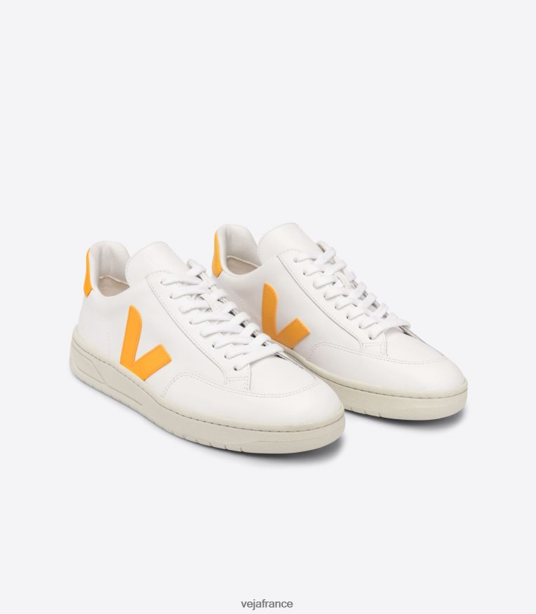 chaussures Veja v-12 cuir blanc ouro Hommes 0826JT32
