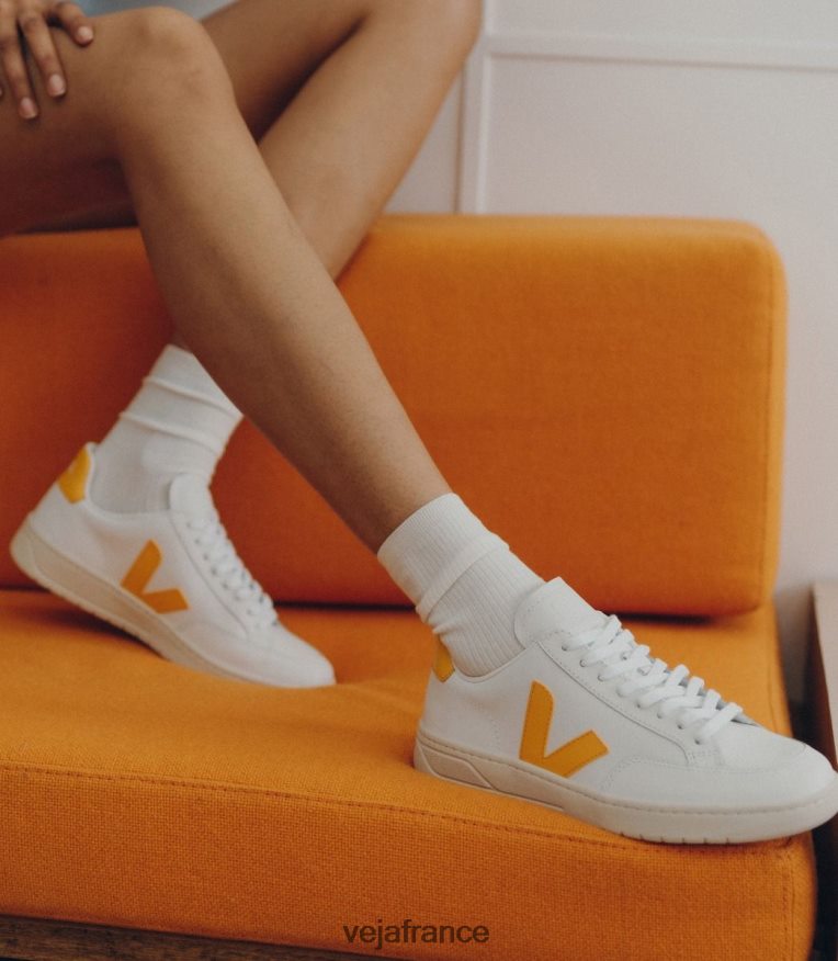 chaussures Veja v-12 cuir blanc ouro Hommes 0826JT32