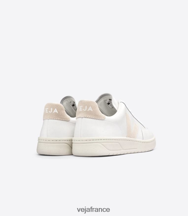 chaussures Veja v-12 cuir sable blanc Hommes 0826JT25
