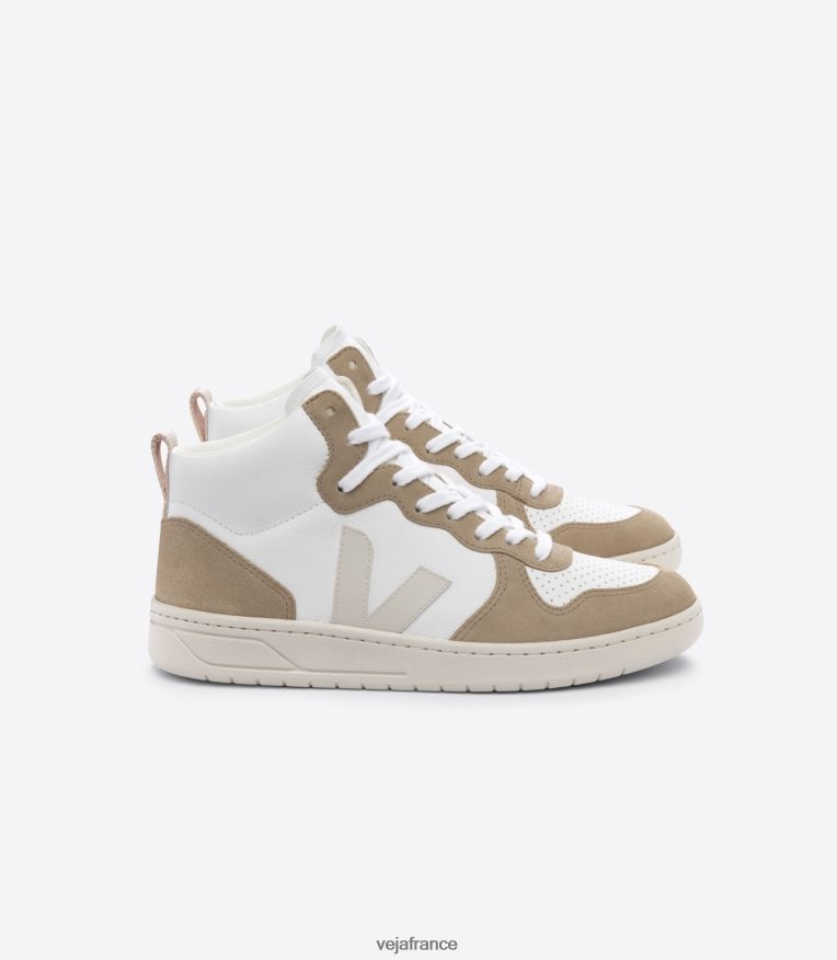 chaussures Veja v-15 cuir sans chrome blanc pierre sahara Hommes 0826JT80