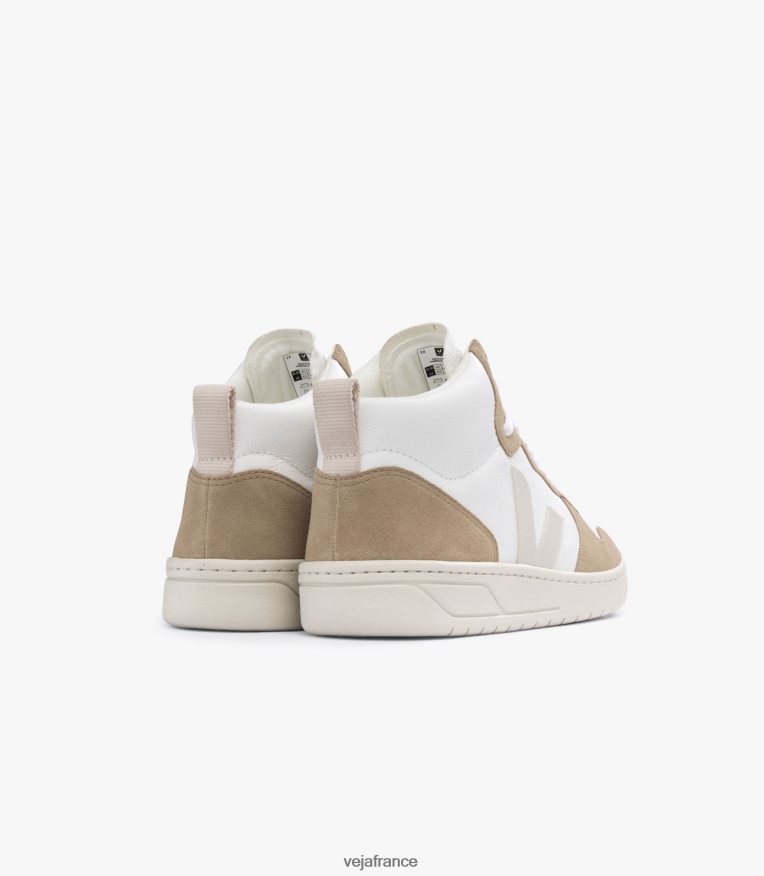 chaussures Veja v-15 cuir sans chrome blanc pierre sahara Hommes 0826JT80