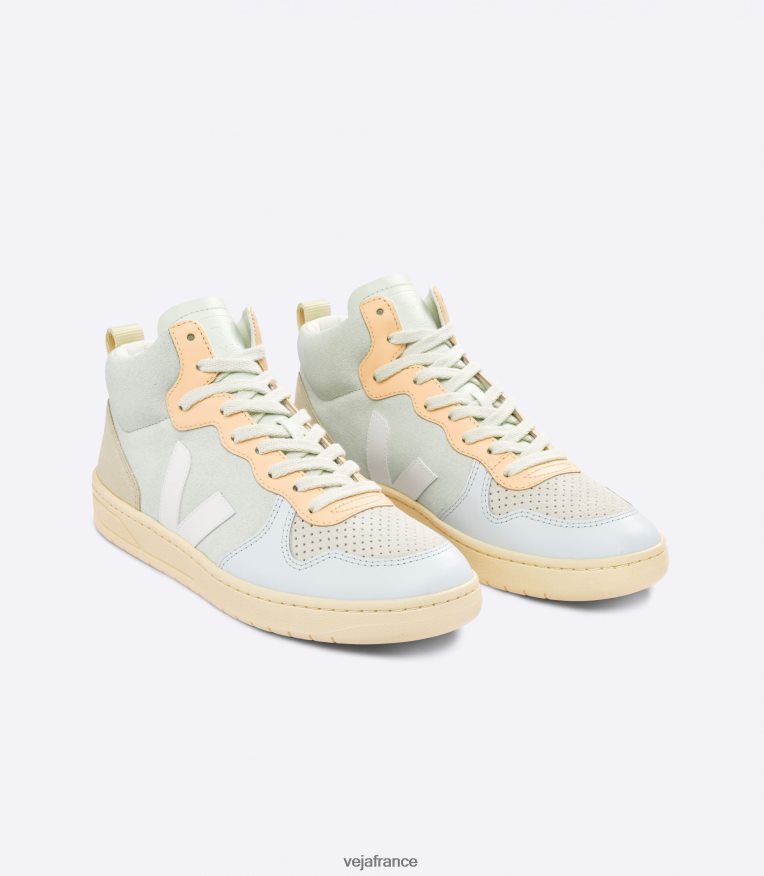 chaussures Veja v-15 daim blanc jade multico Hommes 0826JT82