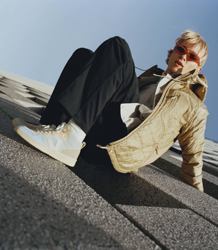 chaussures Veja v-15 daim blanc jade multico Hommes 0826JT82